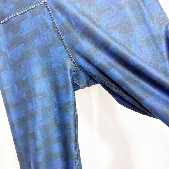 WITH Peloton Leggings Womens Large 7/8  Blue Printed Activewear Compression - Picture 6 of 8